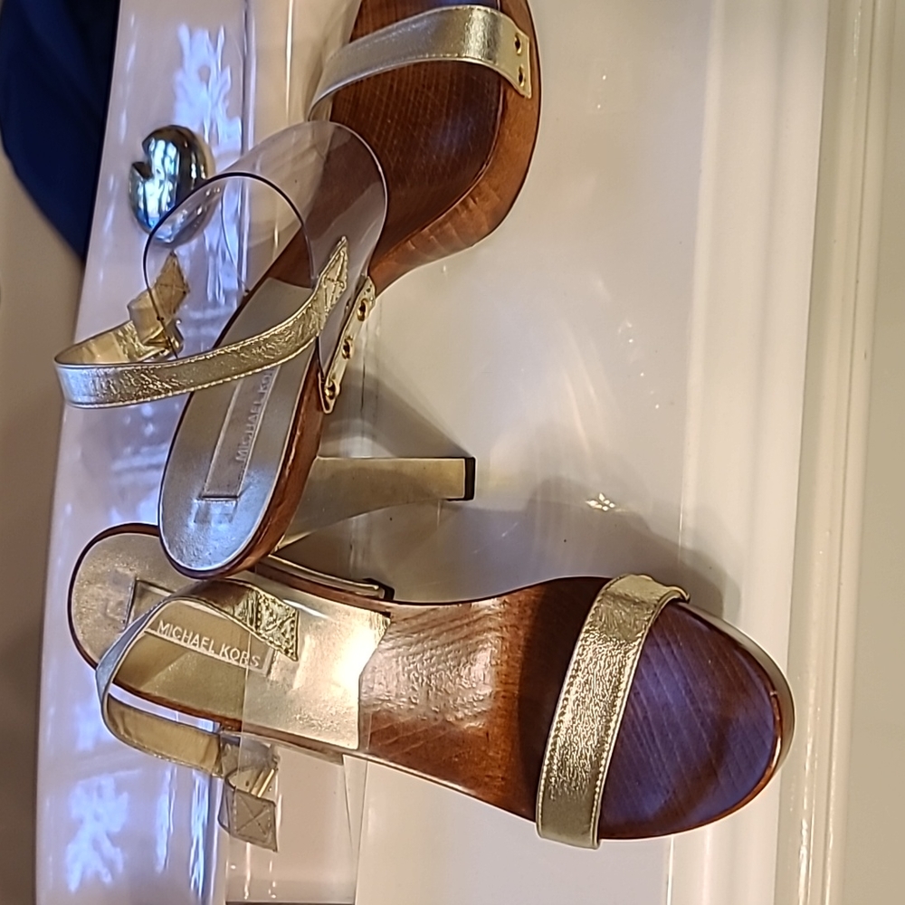 Gold Michael Kors leather sandals